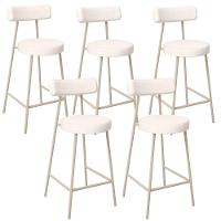 Kit 05 Banquetas Baixa Cozinha Sala Jantar Bancada Milão Arena L02 Linho Cru - Lyam Decor - 1