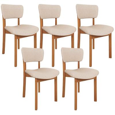 Kit 05 Cadeiras Para Sala De Jantar Cozinha Living Estofada Dara L02 Linho Bege - Lyam Decor