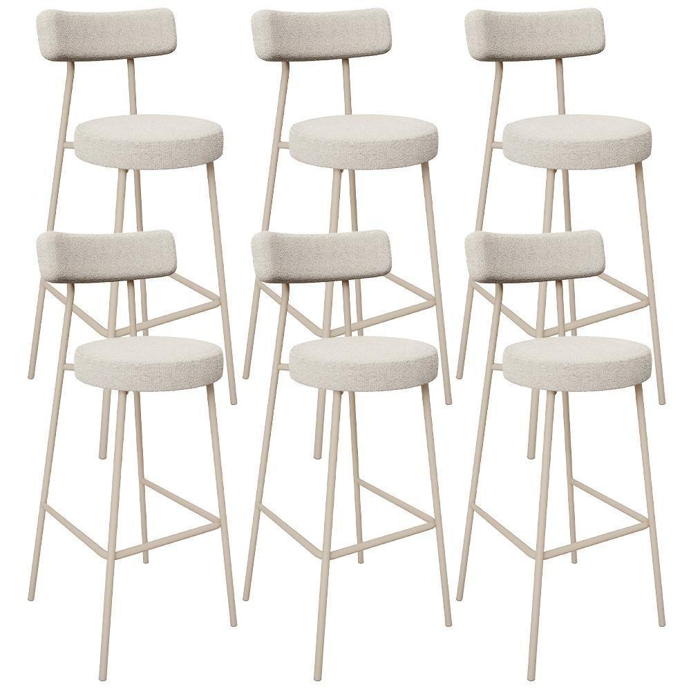 Kit 06 Banquetas Alta Bar Cozinha Sala De Jantar Aço Milão Arena L02 Bouclê Creme - Lyam Decor - 1
