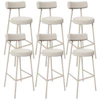 Kit 06 Banquetas Alta Bar Cozinha Sala De Jantar Aço Milão Arena L02 Bouclê Creme - Lyam Decor - 1