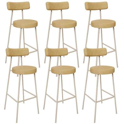 Kit 06 Banquetas Alta Bar Cozinha Sala De Jantar Aço Milão Arena L02 Couríssimo Fendi - Lyam Decor