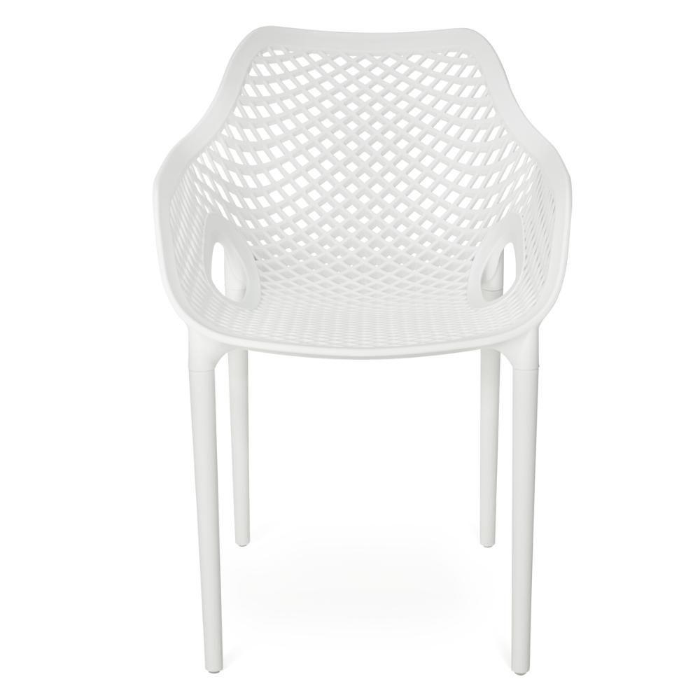 Kit 6 Cadeiras De Jantar Design Suits Com Braços Empilhável Em Polipropileno - Branco - 4