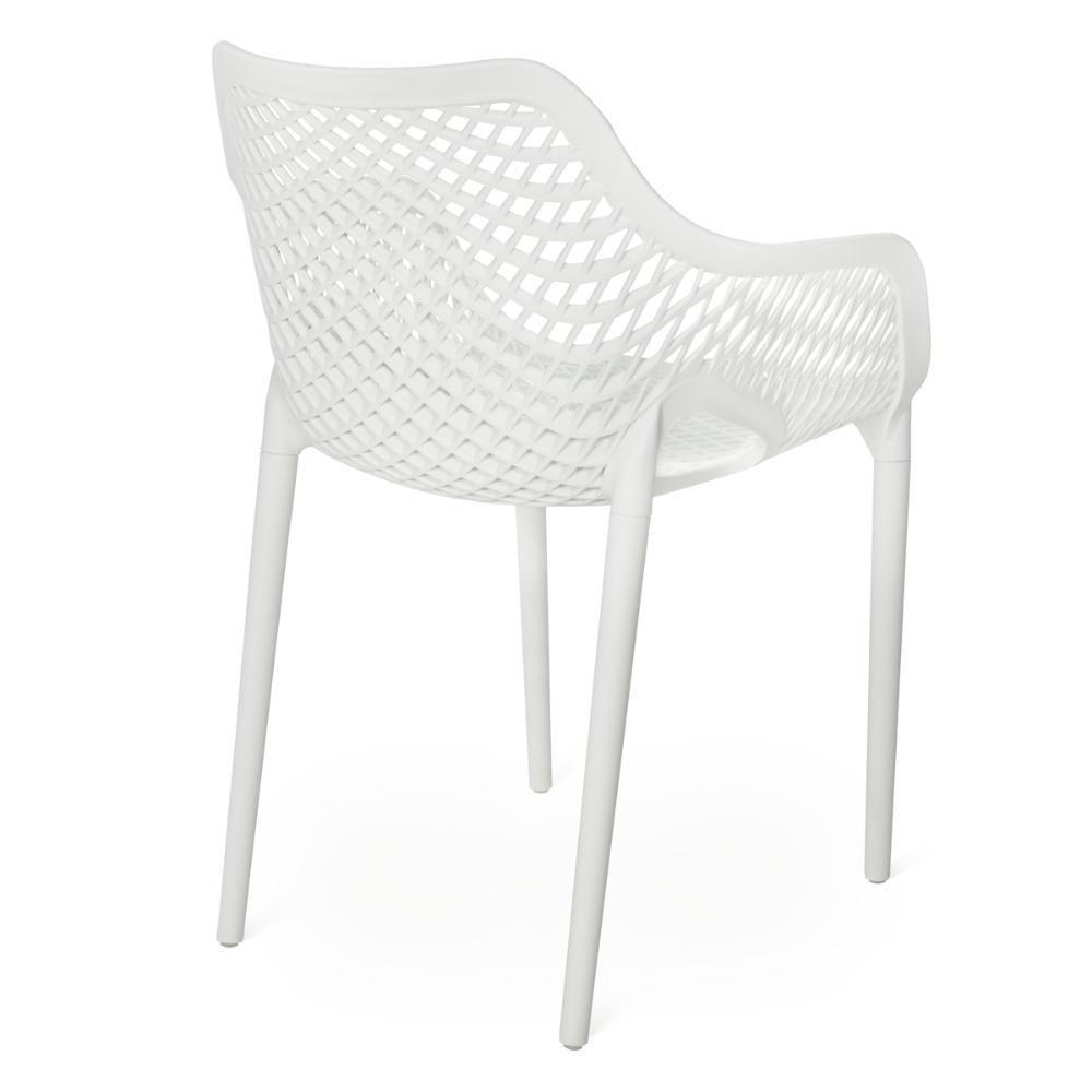 Kit 6 Cadeiras De Jantar Design Suits Com Braços Empilhável Em Polipropileno - Branco - 6