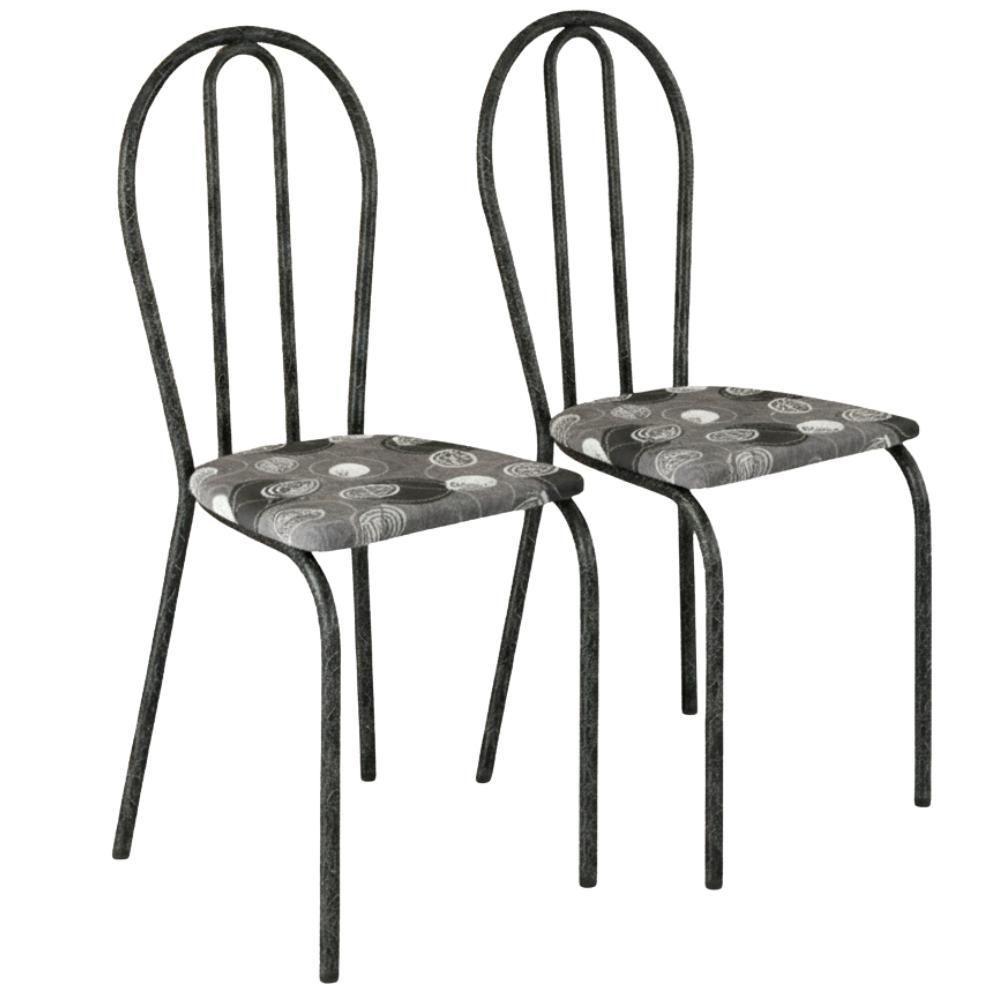 Kit 02 Cadeiras Tubular America 004 Cromo Preto Assento Pará Artef Pará - 1