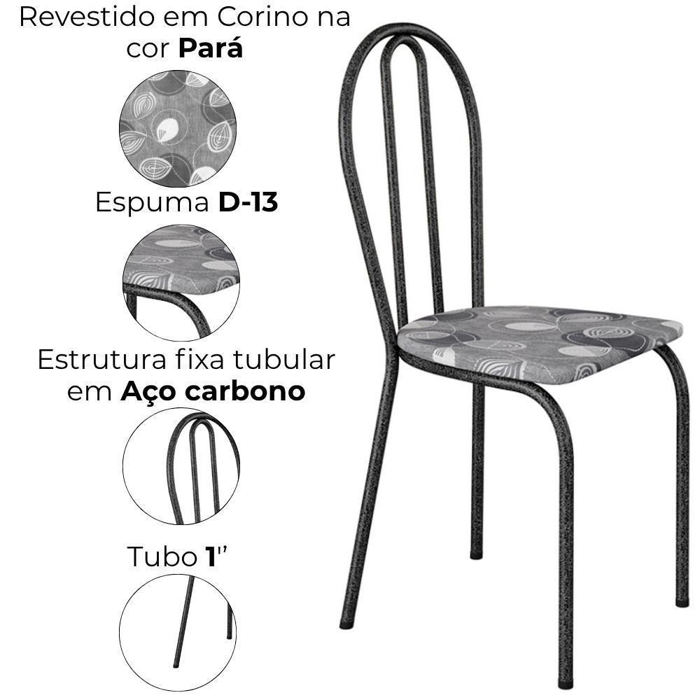Kit 02 Cadeiras Tubular America 004 Cromo Preto Assento Pará Artef Pará - 5