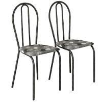 Kit 02 Cadeiras Tubular America 004 Cromo Preto Assento Pará Artef Pará - 1