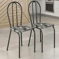 Kit 02 Cadeiras Tubular America 004 Cromo Preto Assento Pará Artef Pará - 2