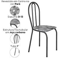 Kit 02 Cadeiras Tubular America 004 Cromo Preto Assento Pará Artef Pará - 5