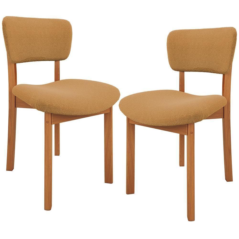 Kit 02 Cadeiras Para Sala De Jantar Cozinha Living Estofada Dara L02 Bouclê Mostarda - Lyam Decor - 1