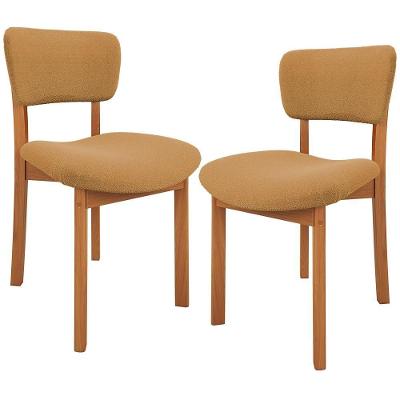 Kit 02 Cadeiras Para Sala De Jantar Cozinha Living Estofada Dara L02 Bouclê Mostarda - Lyam Decor