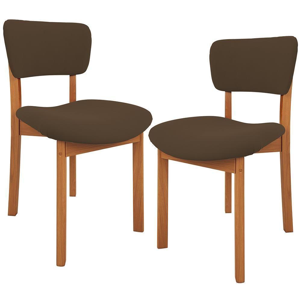 Kit 02 Cadeiras Para Sala De Jantar Cozinha Living Estofada Dara L02 Suede Marrom - Lyam Decor - 1