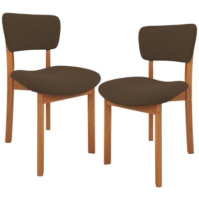 Kit 02 Cadeiras Para Sala De Jantar Cozinha Living Estofada Dara L02 Suede Marrom - Lyam Decor