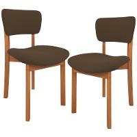 Kit 02 Cadeiras Para Sala De Jantar Cozinha Living Estofada Dara L02 Suede Marrom - Lyam Decor - 1