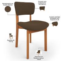 Kit 02 Cadeiras Para Sala De Jantar Cozinha Living Estofada Dara L02 Suede Marrom - Lyam Decor