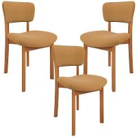 Kit 03 Cadeiras Para Sala De Jantar Cozinha Living Estofada Dara L02 Bouclê Mostarda - Lyam Decor - 1