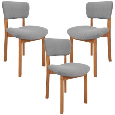 Kit 03 Cadeiras Para Sala De Jantar Cozinha Living Estofada Dara L02 Bouclê Cinza - Lyam Decor