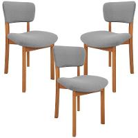Kit 03 Cadeiras Para Sala De Jantar Cozinha Living Estofada Dara L02 Bouclê Cinza - Lyam Decor - 1