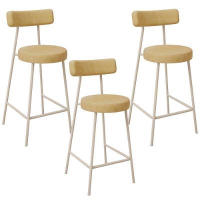 Kit 03 Banquetas Baixa Cozinha Sala Jantar Bancada Milão Arena L02 Couríssimo Fendi - Lyam Decor