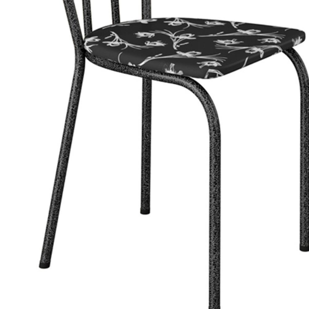 Kit 02 Cadeiras Tubular America 004 Cromo Preto Assento Preto Flor Artef Preto Flor - 4