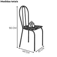 Kit 02 Cadeiras Tubular America 004 Cromo Preto Assento Preto Flor Artef Preto Flor - 3