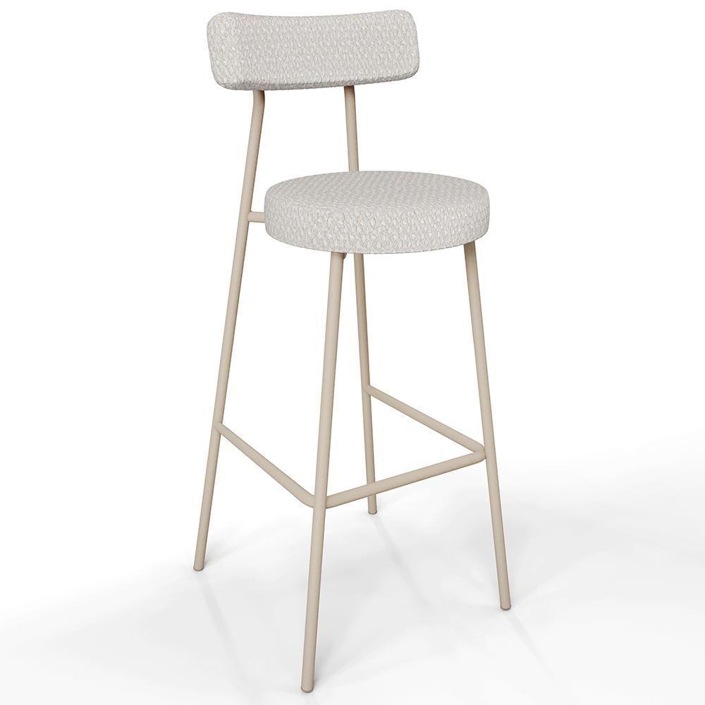 Kit 03 Banquetas Alta Bar Cozinha Sala De Jantar Aço Milão Arena L02 Bouclê Cru - Lyam Decor - 3