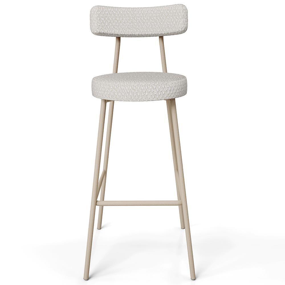 Kit 03 Banquetas Alta Bar Cozinha Sala De Jantar Aço Milão Arena L02 Bouclê Cru - Lyam Decor - 6