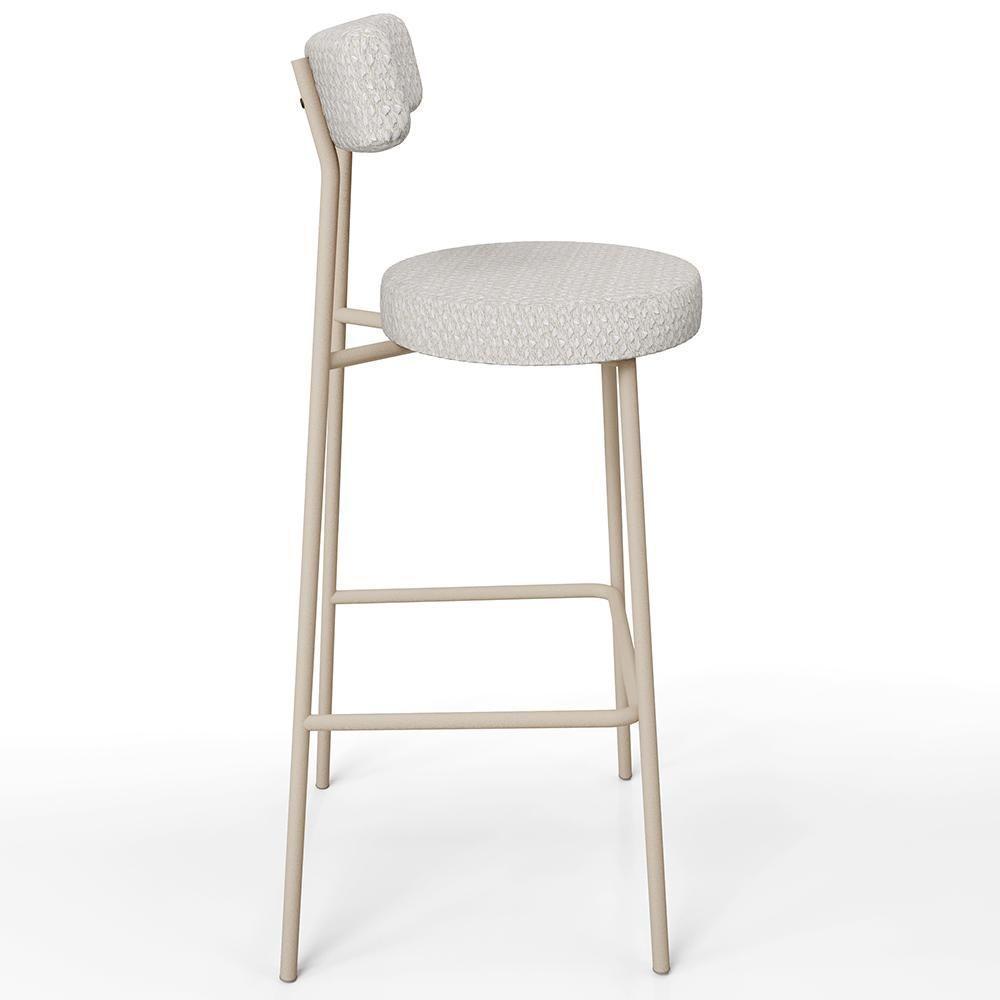 Kit 03 Banquetas Alta Bar Cozinha Sala De Jantar Aço Milão Arena L02 Bouclê Cru - Lyam Decor - 7