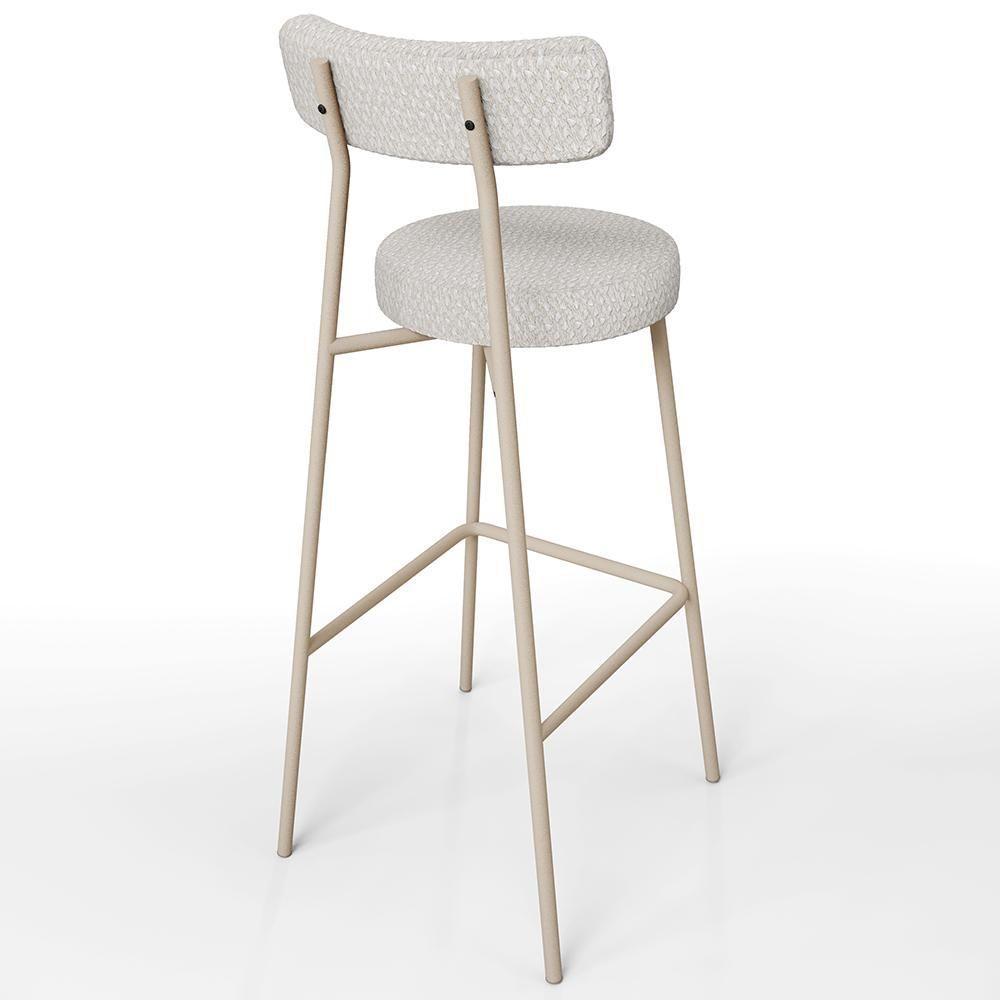 Kit 03 Banquetas Alta Bar Cozinha Sala De Jantar Aço Milão Arena L02 Bouclê Cru - Lyam Decor - 8