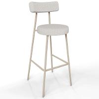 Kit 03 Banquetas Alta Bar Cozinha Sala De Jantar Aço Milão Arena L02 Bouclê Cru - Lyam Decor - 3