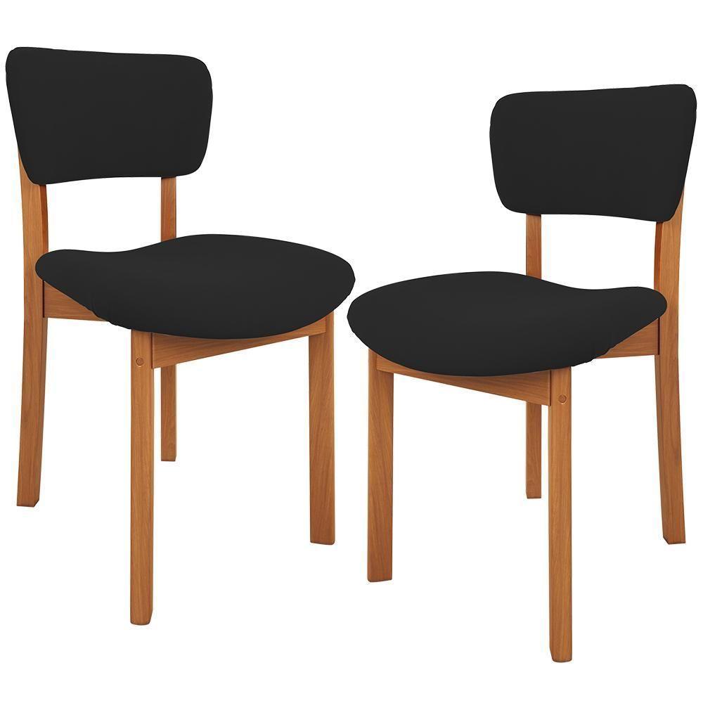 Kit 02 Cadeiras Para Sala De Jantar Cozinha Living Estofada Dara L02 Suede Preto - Lyam Decor - 1