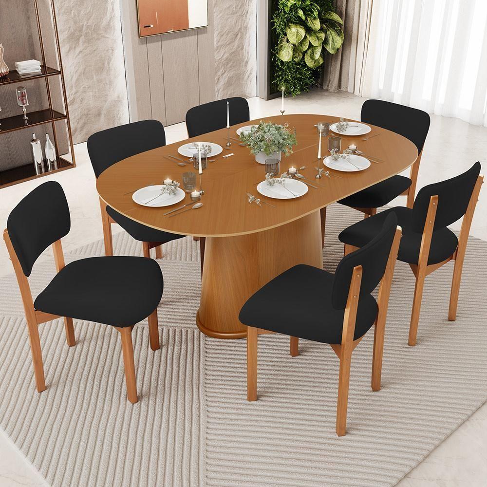 Kit 02 Cadeiras Para Sala De Jantar Cozinha Living Estofada Dara L02 Suede Preto - Lyam Decor - 2