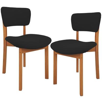 Kit 02 Cadeiras Para Sala De Jantar Cozinha Living Estofada Dara L02 Suede Preto - Lyam Decor