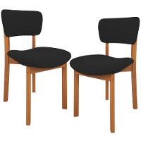 Kit 02 Cadeiras Para Sala De Jantar Cozinha Living Estofada Dara L02 Suede Preto - Lyam Decor - 1
