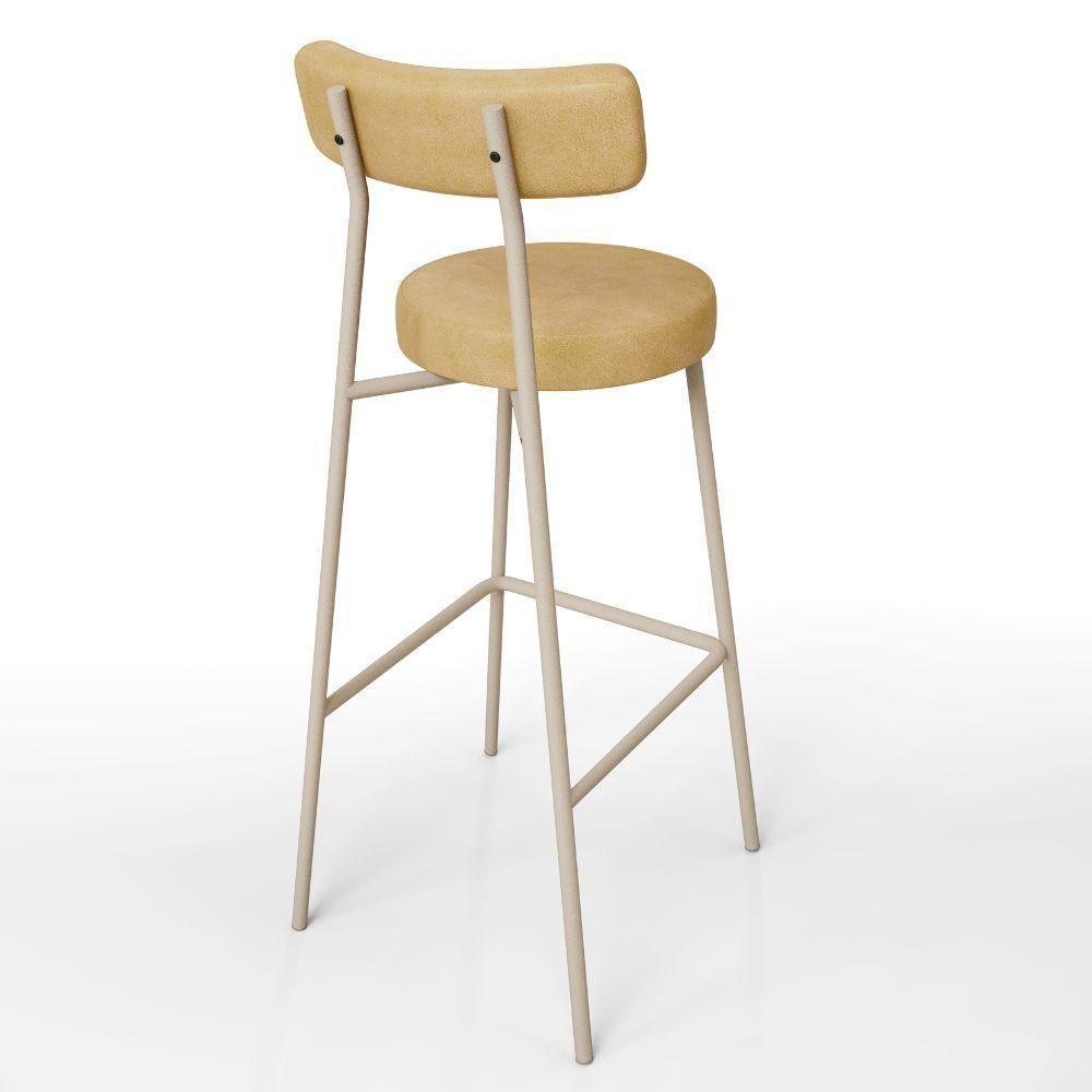 Kit 03 Banquetas Alta Bar Cozinha Sala De Jantar Aço Milão Arena L02 Couríssimo Fendi - Lyam Decor - 8