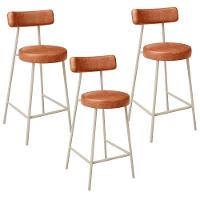 Kit 03 Banquetas Baixa Cozinha Sala Jantar Bancada Milão Arena L02 Couríssimo Camel - Lyam Decor - 1