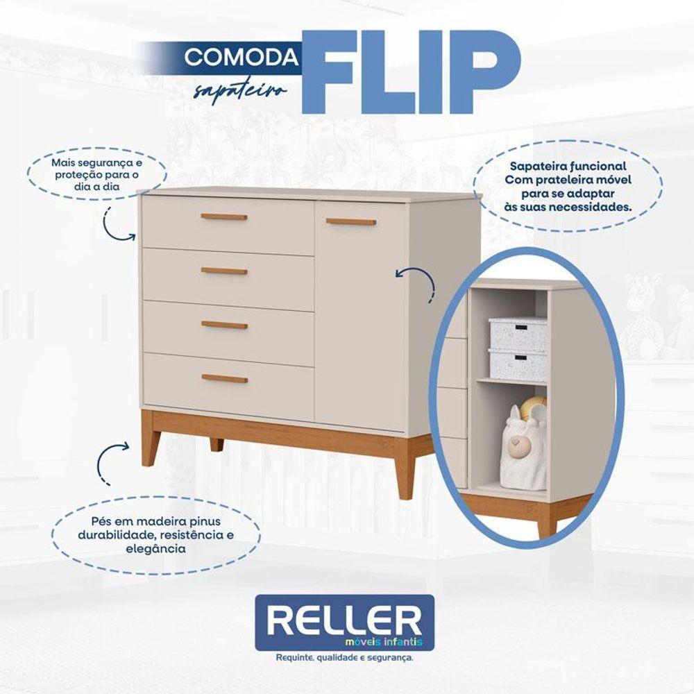 Quarto De Bebê Flip E Cômoda Sapateira Areia Acetinado - Reller - 10