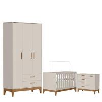 Quarto De Bebê Flip E Cômoda Sapateira Areia Acetinado - Reller - 1