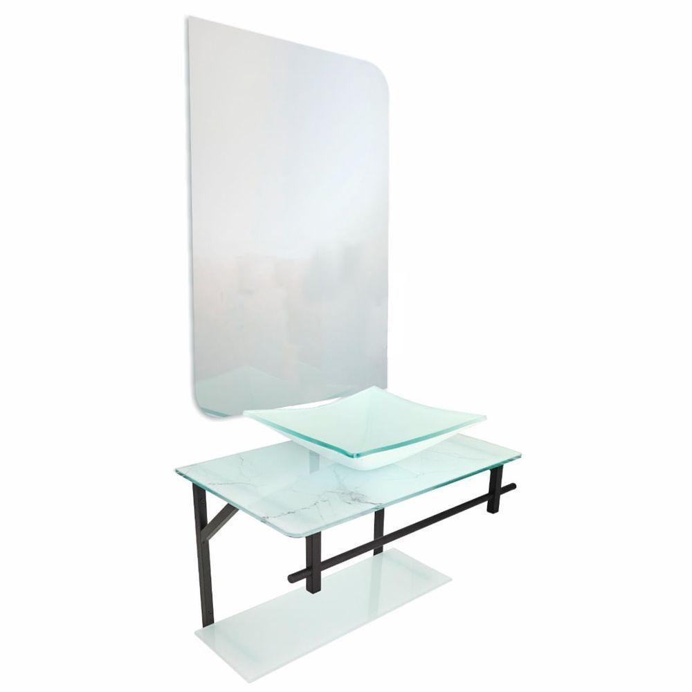 Lavatório Rubi Mármore 48x35cm Com Espelho Branco - 0174 - Dulluc - 1