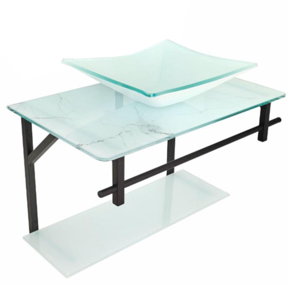 Lavatório Rubi Mármore 48x35cm Com Espelho Branco - 0174 - Dulluc - 2