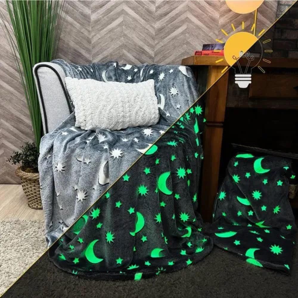 Manta Infantil Que Brilha No Escuro Com Estampa De Estrelas, Dinossauros E Astronautas – Macia E Aconchegante 1,5mx1,2m - 4