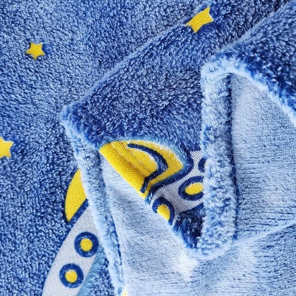 Manta Infantil Que Brilha No Escuro Com Estampa De Estrelas, Dinossauros E Astronautas – Macia E Aconchegante 1,5mx1,2m - 7