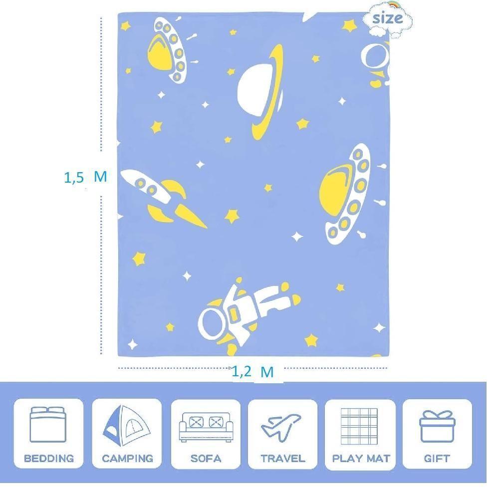 Manta Infantil Que Brilha No Escuro Com Estampa De Estrelas, Dinossauros E Astronautas – Macia E Aconchegante 1,5mx1,2m - 9