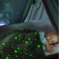Manta Infantil Que Brilha No Escuro Com Estampa De Estrelas, Dinossauros E Astronautas – Macia E Aconchegante 1,5mx1,2m - 2