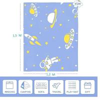 Manta Infantil Que Brilha No Escuro Com Estampa De Estrelas, Dinossauros E Astronautas – Macia E Aconchegante 1,5mx1,2m - 9