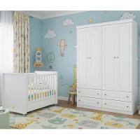 Berço Tutto New E Guarda Roupa 4 Portas Americano Ambiente Branco Fosco - Matic - 1