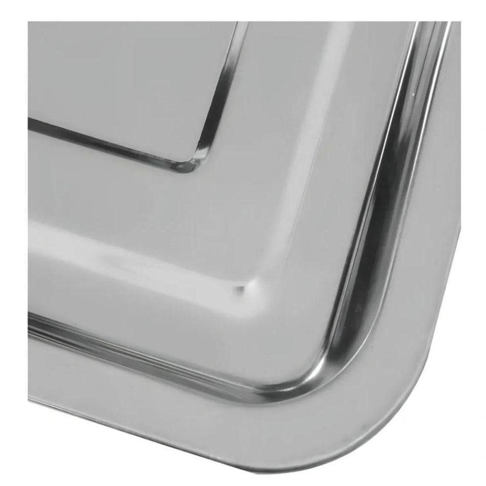 Bandeja Retangular Em Aço Inox 40x30cm Rasa Para Café, Saladas E Porções – Elegância E Resistência Profissional - 5