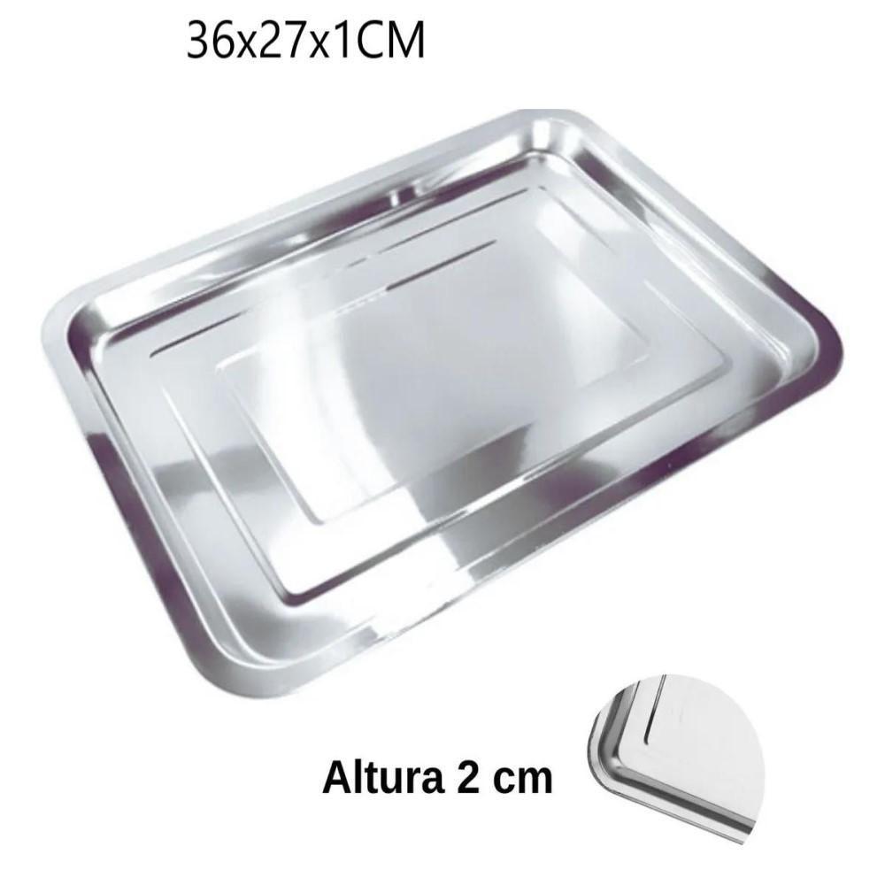 Bandeja Retangular Em Aço Inox 40x30cm Rasa Para Café, Saladas E Porções – Elegância E Resistência Profissional - 6
