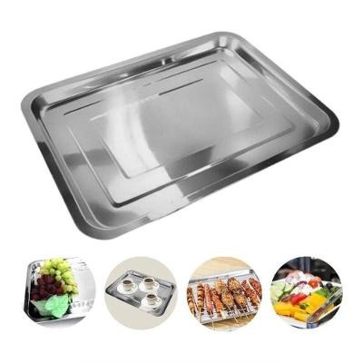 Bandeja Retangular Em Aço Inox 40x30cm Rasa Para Café, Saladas E Porções – Elegância E Resistência Profissional