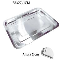 Bandeja Retangular Em Aço Inox 40x30cm Rasa Para Café, Saladas E Porções – Elegância E Resistência Profissional - 6