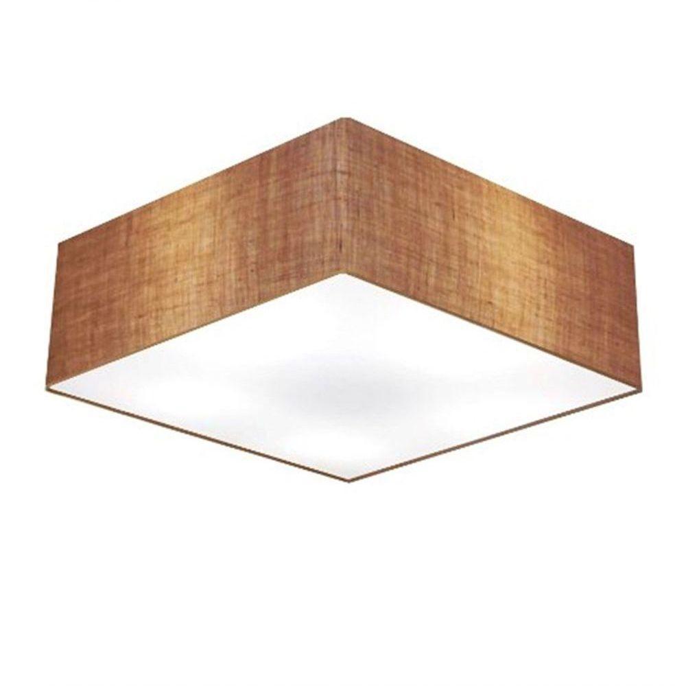 Plafon Quadrado Vivare Md-3052 Cúpula Em Tecido 15/60x60cm - Bivolt Palha 127/220v - 1